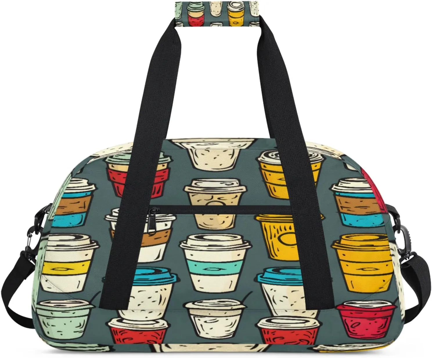 Drink Small Gym Bag for Women Men, Beverages Cups Travel Duffle Bag Workout Dance Tote Bag Carry On Overnight Weekender Bag