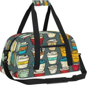 Drink Small Gym Bag for Women Men, Beverages Cups Travel Duffle Bag Workout Dance Tote Bag Carry On Overnight Weekender Bag