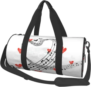 Duffel Bag for Gym Travel Storage Luggage Bag Love Music Note Cute Musical Sport Duffle Bag With Zipper Weekender Bag