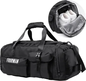 Duffle Backpack Bag with Shoe Compartment, 3 in 1 Weekend Duffel Gym Backpack for Men Waterproof Lightweight Sports Bags for Travel (Black)