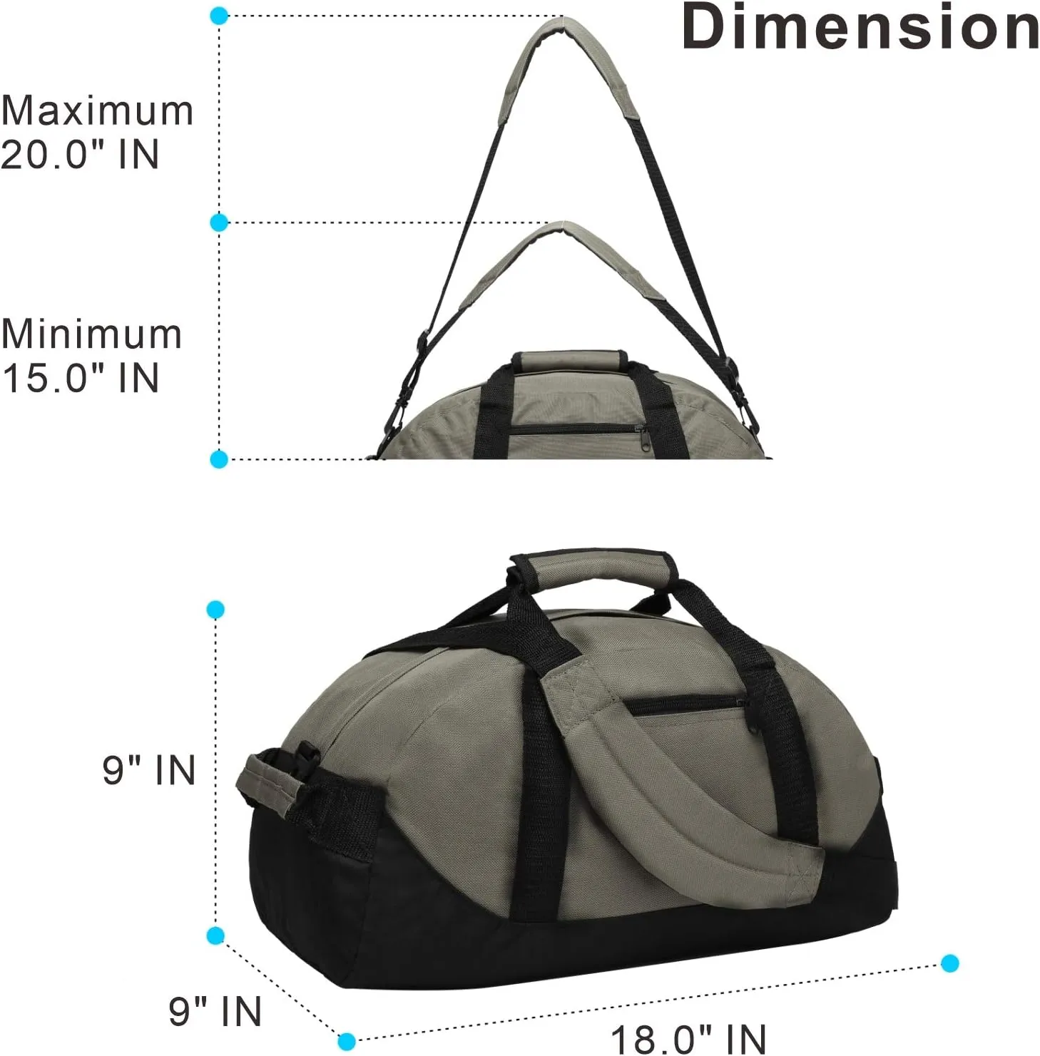 Duffle Bag, AirBuyW 18” Small Overnight Weekender Travel Sport Carry On Gym Bag Adjustable Shoulder Strap For Women Or Men