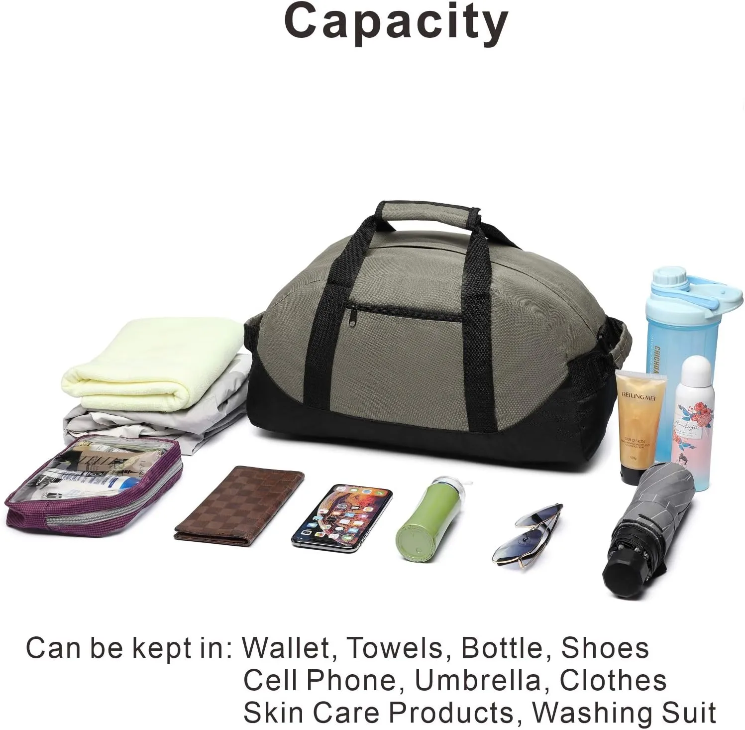 Duffle Bag, AirBuyW 18” Small Overnight Weekender Travel Sport Carry On Gym Bag Adjustable Shoulder Strap For Women Or Men