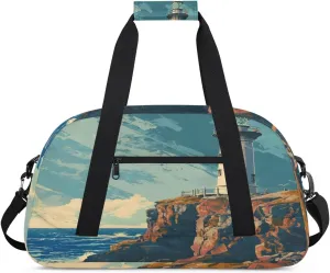 Duffle Bag Sea ​​lighthouse Sky Cliff Gym Bag Travel Bag Luggage Bag Waterproof Lightweight Sports for Dance Gymnastics Cheers Soccer Wrestling Hospital, for Weekender Overnight