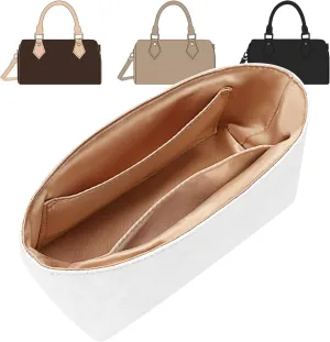 Dupontpaper Purse Organizer Insert Compatible with LV Nano Speedy, Lightweight Tote Bag Organizer Insert with Zip and Pockets, (White, Nano)