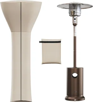 EAST OAK Patio Heater Covers with 300D Oxford Fabric, Zipper, Storage Bag, Waterproof, Dustproof, Wind-Resistant , Sunlight-Resistant, Snow-Resistant, 89'' Height x 33" Dome x 19" Base, Beige, 1 Pack