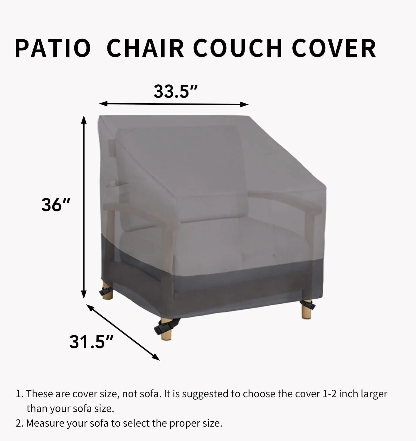 Easy-Going Outdoor Chair Cover Waterproof, Heavy Duty Patio Chair Cover, Windproof Outdoor Furniture Cover with Air Vent (2 Pack-33.5Wx31.5Dx36H inch, Gray/Dark Gray)