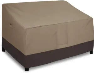 Easy-Going Waterproof Outdoor Loveseat Protect, Heavy Duty 2-Seater Patio Couch Windproof Furniture Cover with Air Vent (58Wx32.5Dx31H inch, Camel/Dark Brown)