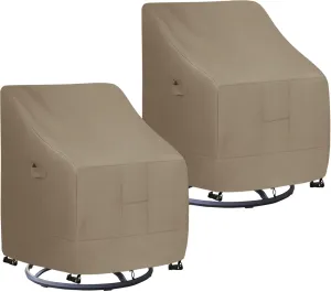 Easy-Going Waterproof Outdoor Swivel Chair Cover UV Resistant Patio Chair Cover Weatherproof Lawn Outdoor Furniture Cover with Tape Sealed Seam (2 Pack-28Wx33Dx38.5H inch, Camel)