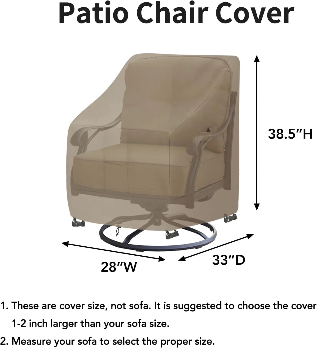 Easy-Going Waterproof Outdoor Swivel Chair Cover UV Resistant Patio Chair Cover Weatherproof Lawn Outdoor Furniture Cover with Tape Sealed Seam (2 Pack-28Wx33Dx38.5H inch, Camel)