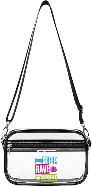 Eat Sleep Rave Repeat Fashion Shoulder Bag PVC Transparent Women Crossbody Bags Cute Handbag Cosmetic Bag