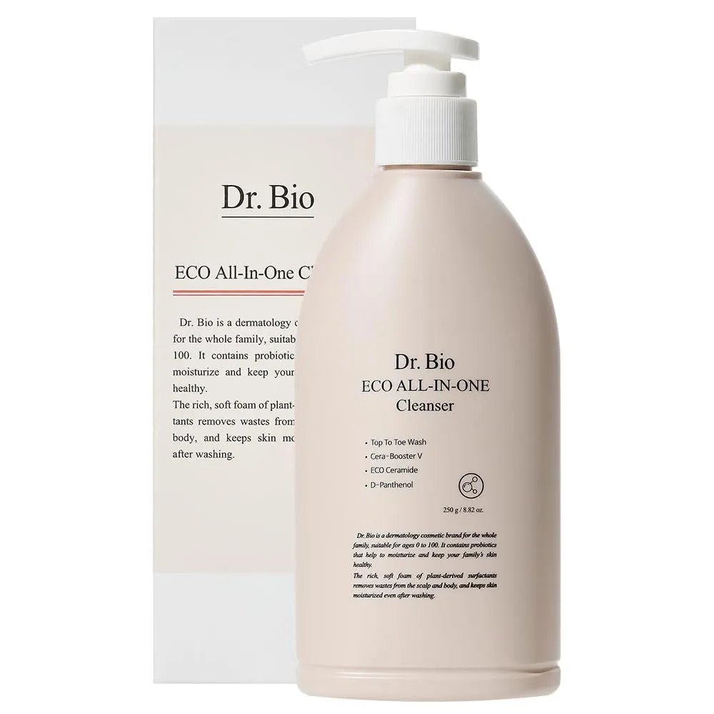 Eco All-in-One Cleanser, Face & Body Wash for Sensitive Skin with Ceramide, Probiotics & Cica, Vegan, Fragrance-Free, Mild Gentle Hydrating Cleanser, Hypoallergenic Korean Skincare