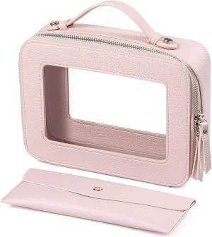EcoVision Clear Makeup Bag, Travel Cosmetic Accessory Bag, Toiletry Organizer Bags for Women, Portable Waterproof Zipper Cosmetic Bag with Transparent Window