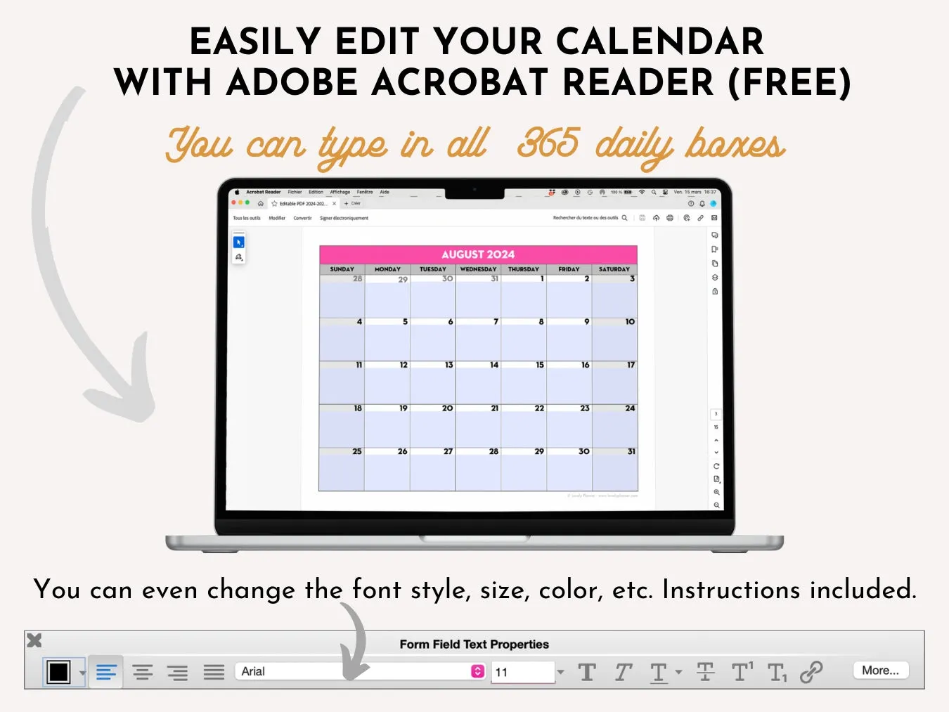EDITABLE PDF - 2024-2025 Monthly School Calendar