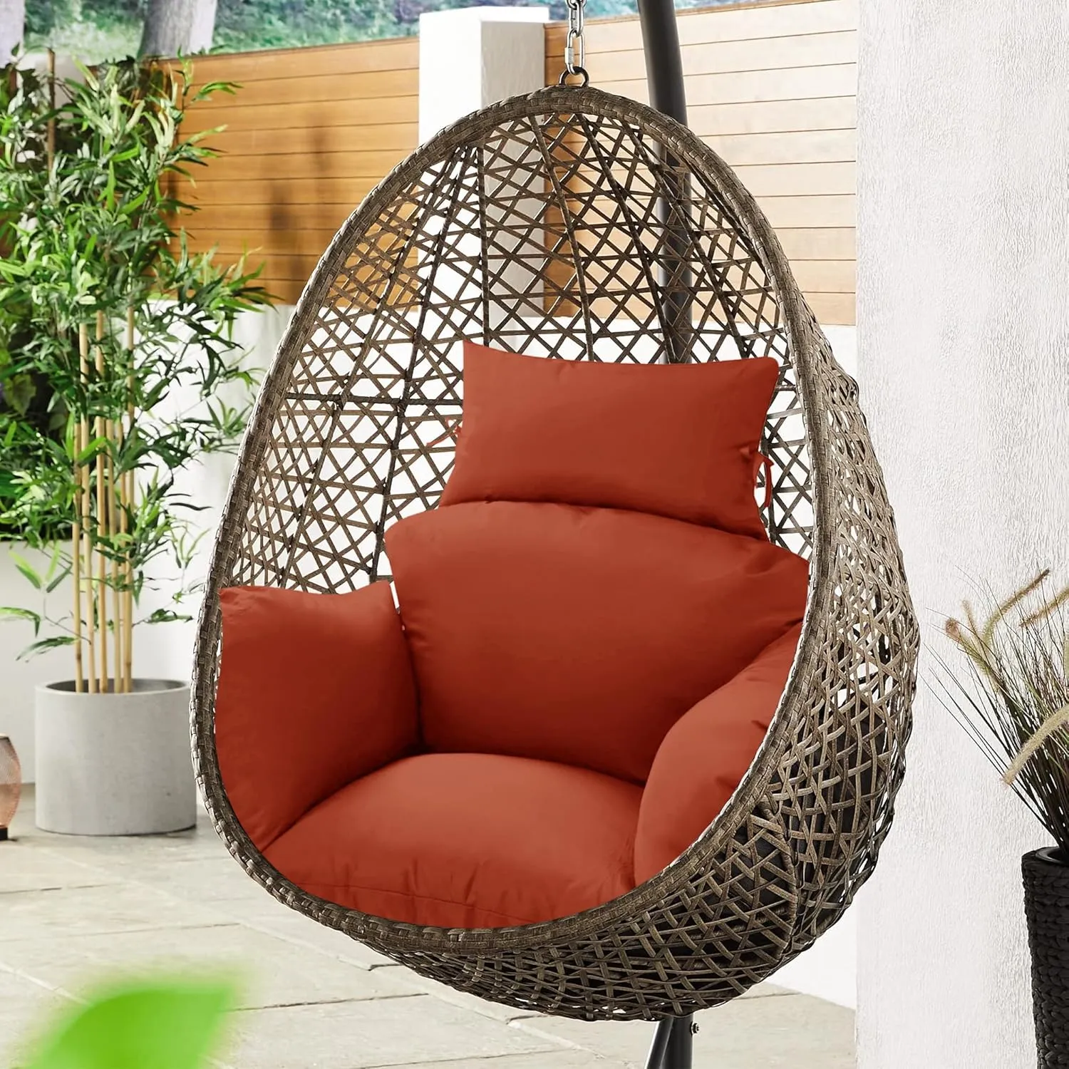 Egg Chair Cushion – Outdoor Hanging Chair Cushion, Replacement Cushions for Patio Swing, Waterproof, Fade- Resistant, Removable & Machine Washable Cover, Rust