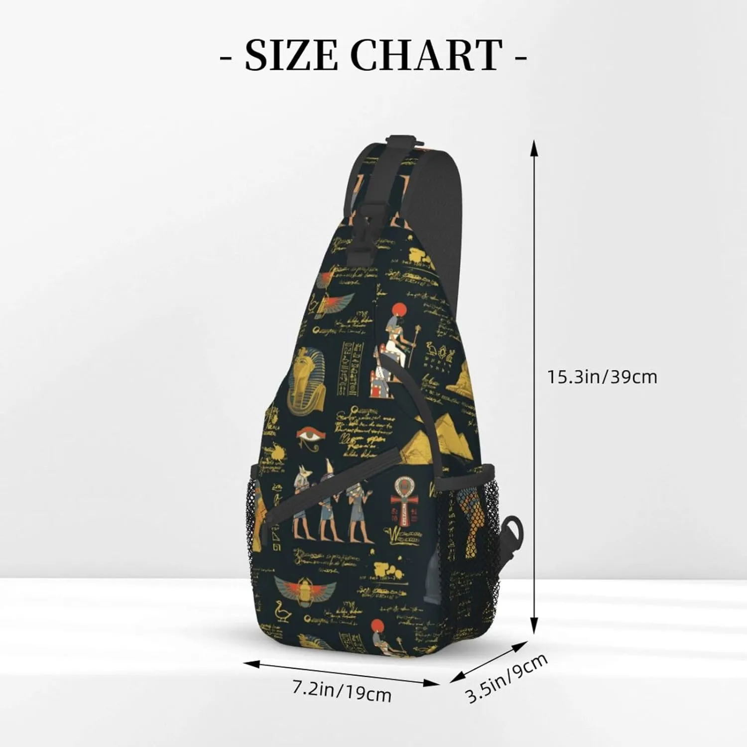 Egyptian Notes Crossbody Bag Hieroglyphs Shoulder Bag Backpack Ancient Egyptian Sling Bag Chest Casual Daypack