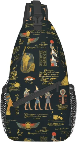 Egyptian Notes Crossbody Bag Hieroglyphs Shoulder Bag Backpack Ancient Egyptian Sling Bag Chest Casual Daypack