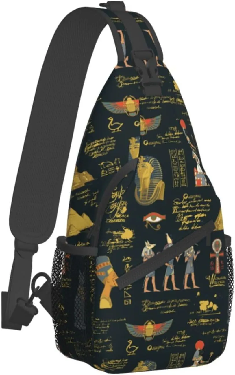 Egyptian Notes Crossbody Bag Hieroglyphs Shoulder Bag Backpack Ancient Egyptian Sling Bag Chest Casual Daypack
