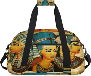 Egyptian Woman Gym Duffel Bag for Men Women Parchment Pattern Sports Tote Bag with Adjustable Shoulder Strap for Dance Gymnastics Traveling Outdoor Camping Overnight Stay