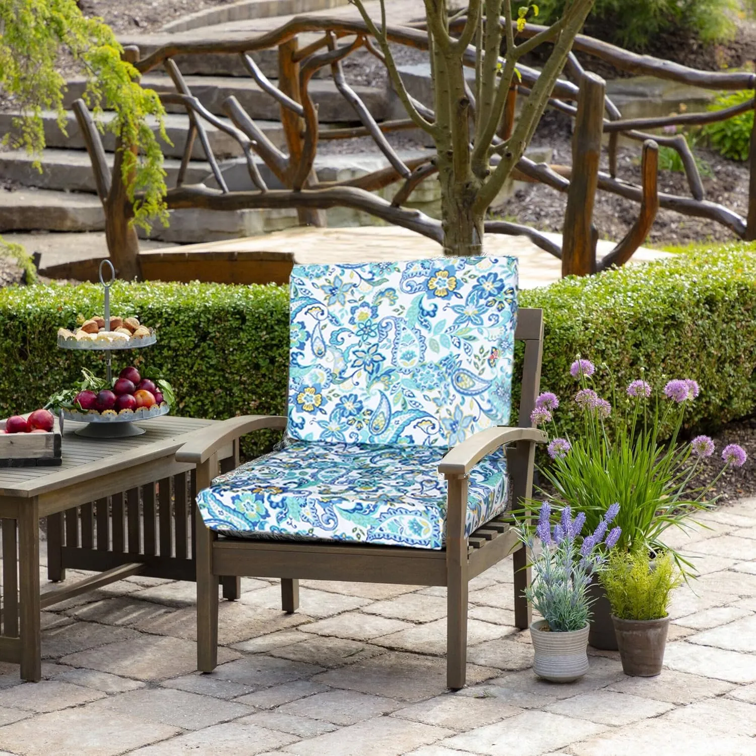 EHouseHome Patio Chair Seat Cushion Covers,Washable UV Resistant Slip Covers Replacement,Waterproof Outdoor Furniture Cushion Pillow Seat Cover for Couch,Garden,Sofa,22"×20"×4"(4 Covers Only,Paisey)