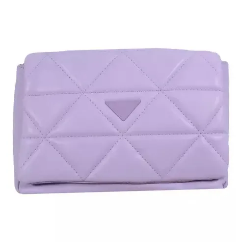 Elegant Quilted Sling Bag with Mini Pouch (Purple)