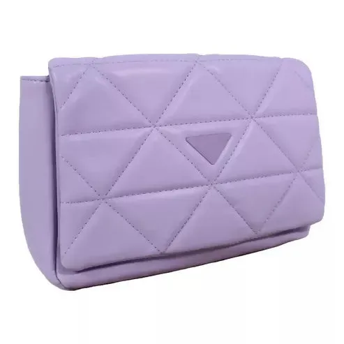Elegant Quilted Sling Bag with Mini Pouch (Purple)