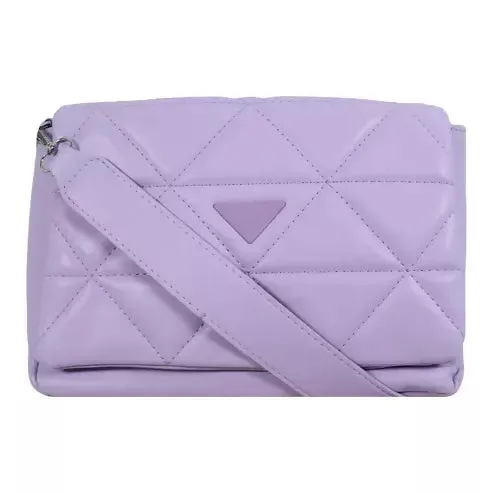 Elegant Quilted Sling Bag with Mini Pouch (Purple)