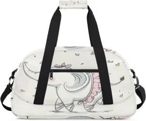 Elephant Ballet Dancing Gym Duffel Bag for Men Women Cute Picture Sports Tote Bag with Adjustable Shoulder Strap for Dance Gymnastics Traveling Outdoor Camping Overnight Stay