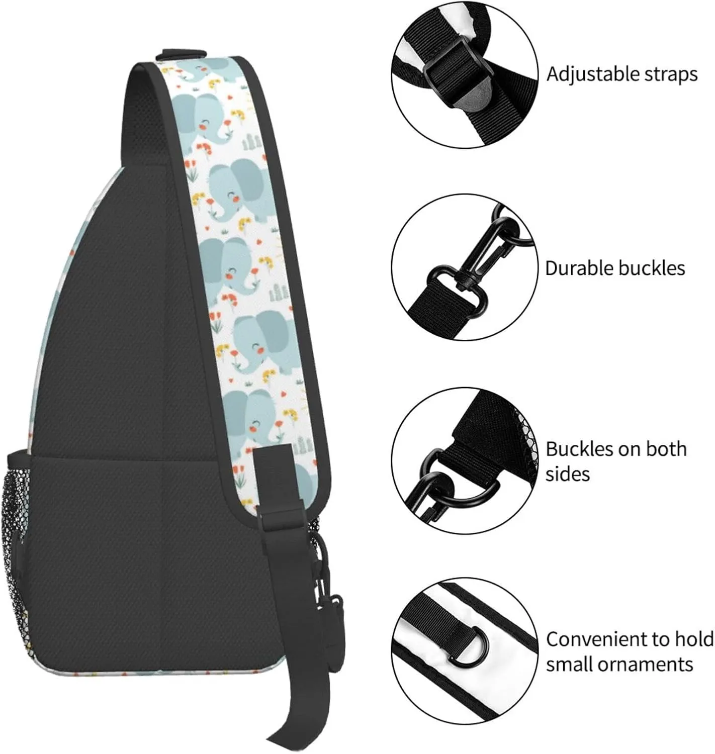Elephant Crossbody Bag Animal Shoulder Bag Backpack Cute Sling Bag Chest Casual Daypack for Outdoor