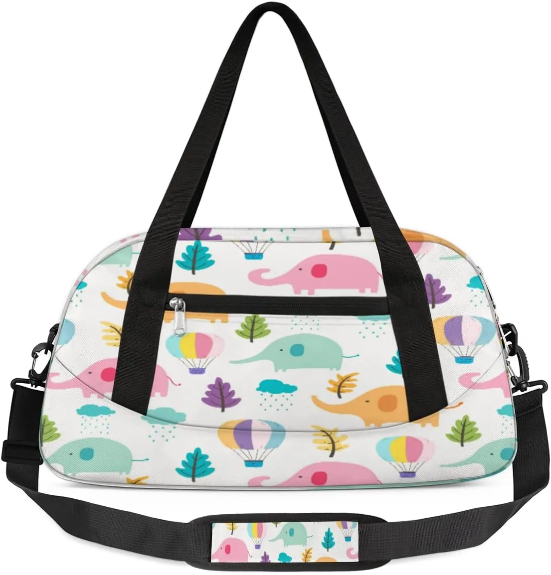 Elephant Hot Air Balloon Duffel Bag for Women Men Travel Bag Small Gym Bag Waterproof Workout Overnight Tote Bag for Sport Dance Weekend Yoga