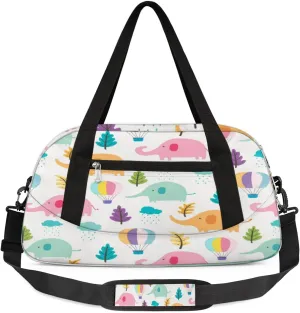 Elephant Hot Air Balloon Duffel Bag for Women Men Travel Bag Small Gym Bag Waterproof Workout Overnight Tote Bag for Sport Dance Weekend Yoga