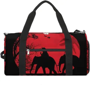 Elephants in Thailand Print Sports Tote Gym Bag for Women Men, Overnight Bag with Shoe Compartment Water Resistant