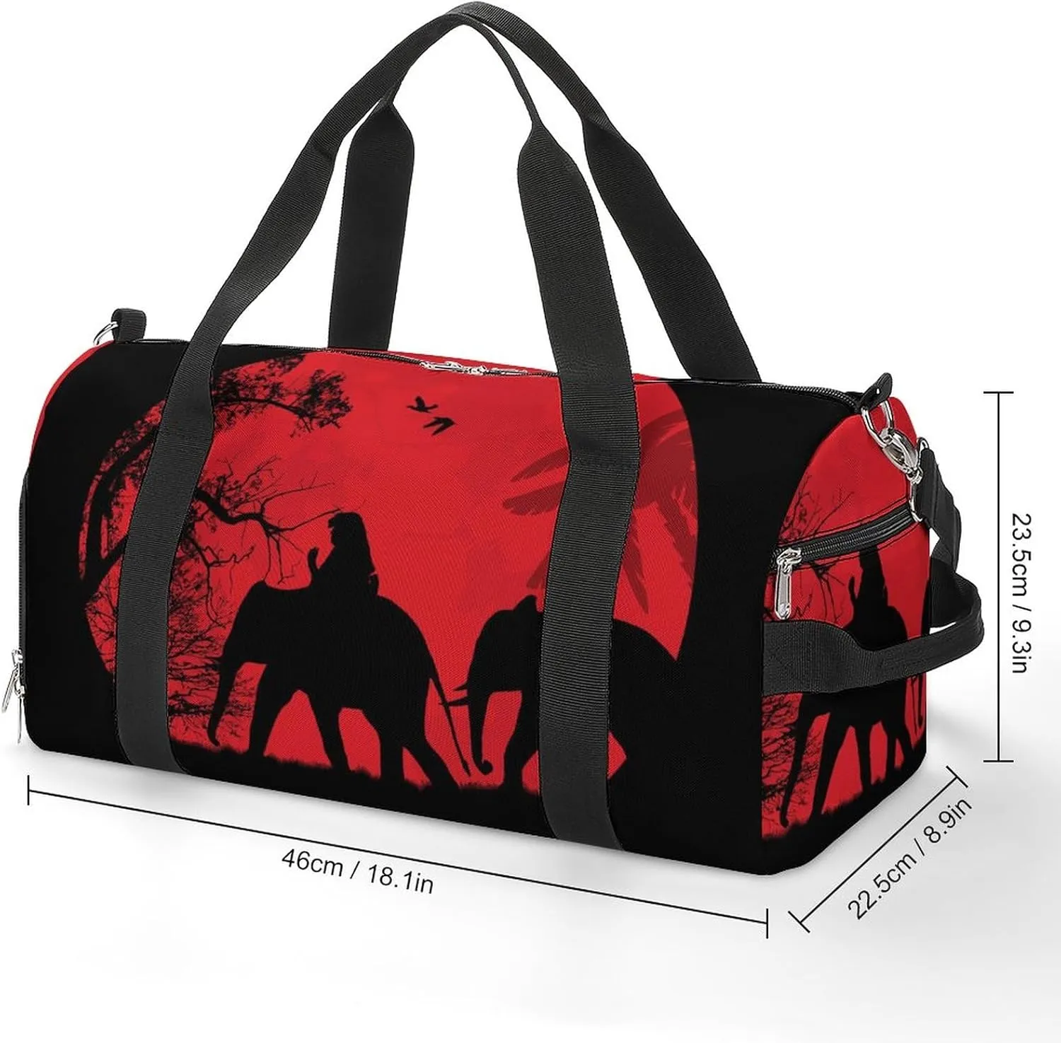 Elephants in Thailand Print Sports Tote Gym Bag for Women Men, Overnight Bag with Shoe Compartment Water Resistant