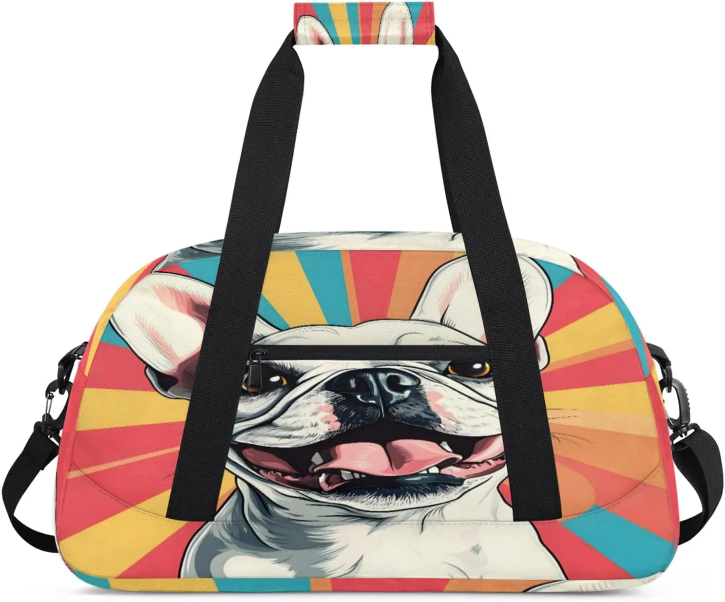 English Bulldog Dog Small Gym Bag for Women Men, Dog Travel Duffle Bag Workout Dance Tote Bag Carry On Overnight Weekender Bag