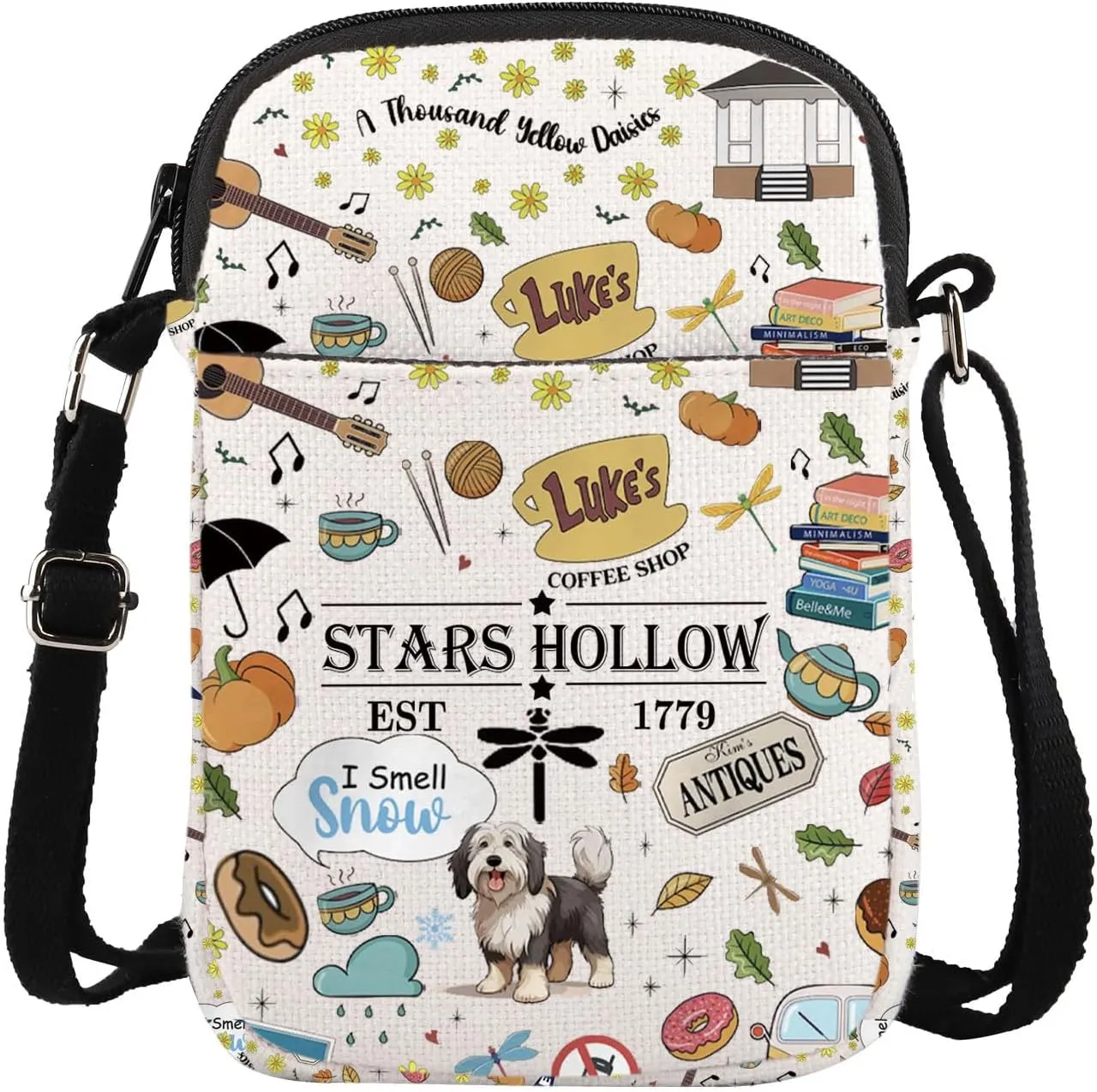 ENSIANTH Stars Hollow TV Show Inspired Crossbody Purses Bag Lukes Diner Gift Dragonfly Inn Lorelei Rory Fans Messenger Bag