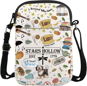 ENSIANTH Stars Hollow TV Show Inspired Crossbody Purses Bag Lukes Diner Gift Dragonfly Inn Lorelei Rory Fans Messenger Bag