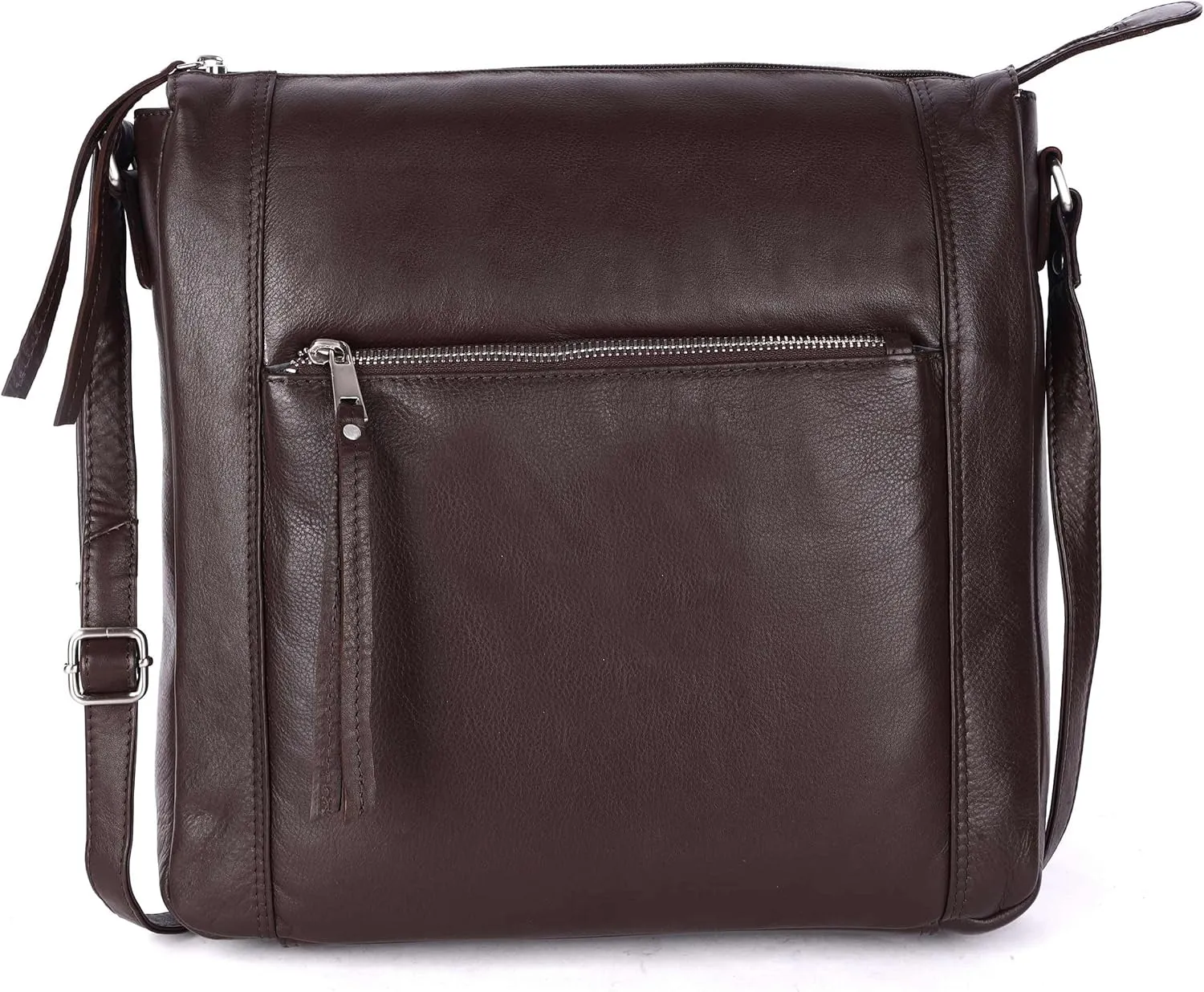 Erica Soft Napa Real Leather Large Cross body handbag-Double Zip Premium Sling Crossover Shoulder Bag for Women