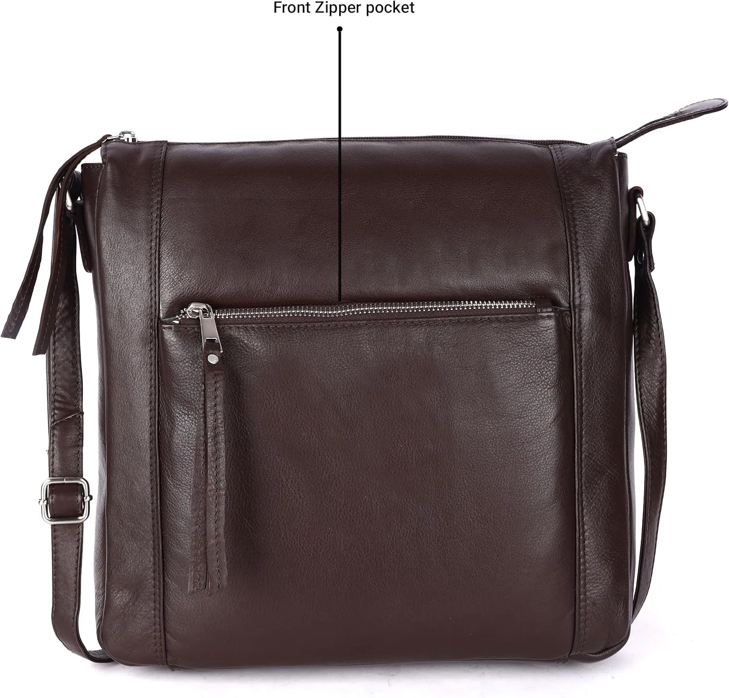 Erica Soft Napa Real Leather Large Cross body handbag-Double Zip Premium Sling Crossover Shoulder Bag for Women