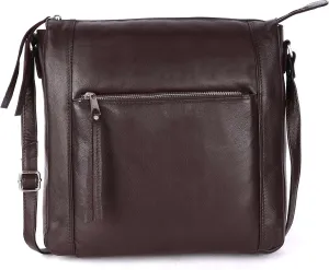Erica Soft Napa Real Leather Large Cross body handbag-Double Zip Premium Sling Crossover Shoulder Bag for Women