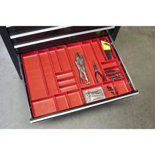 Ernst Manufacturing 5010 10 Compartment Toolbox Tray Organizer, Red