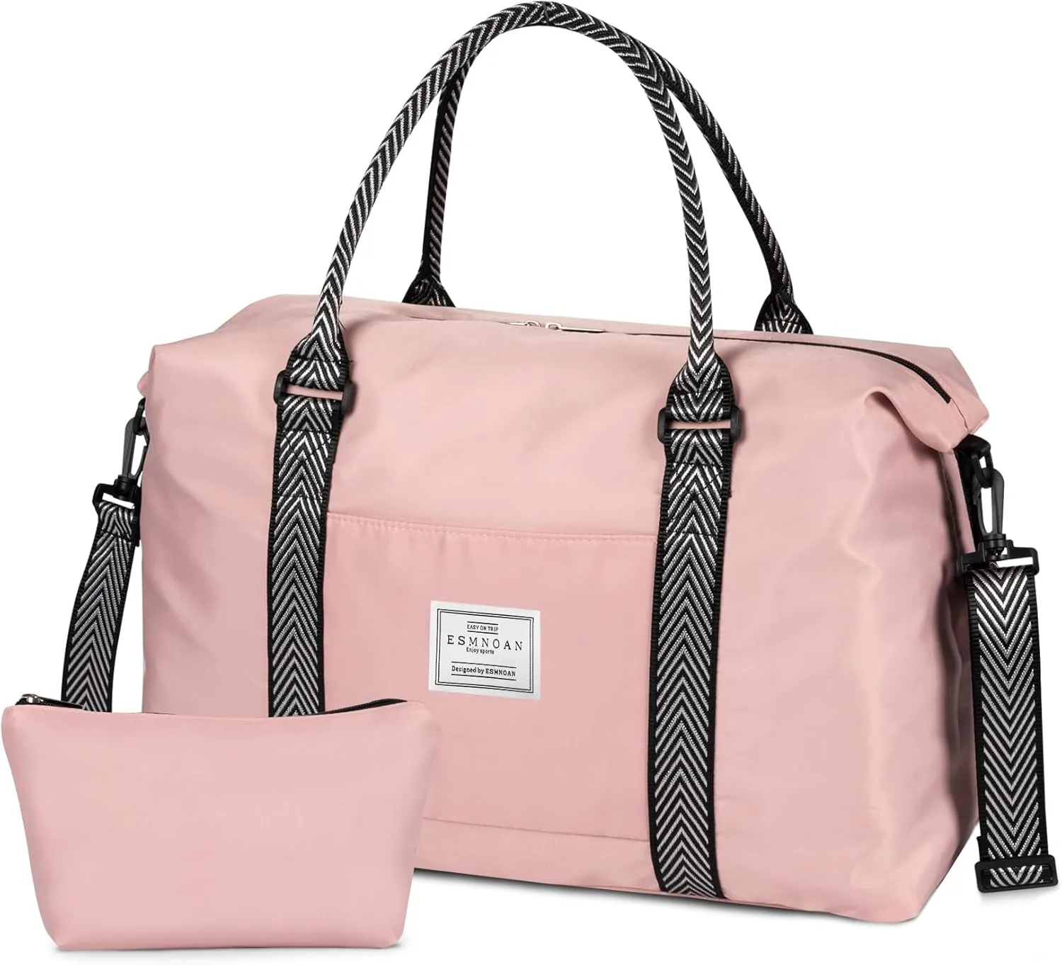 ESMNONA Duffle Bag for Travel, Travel Bags for Women with Multi Pocket Dry Wet Separated Design, 18x14x8 Inches Travel Bag with Toiletry Bag for Airplane Travel, Trip, Gym, Labor And Delivery, Pink