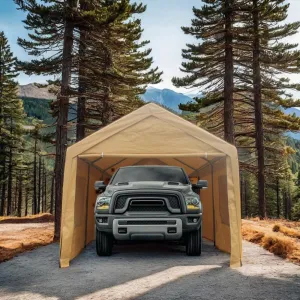 ESPIDOO 12x20ft Heavy Duty Carport: Metal Frame Portable Garage Canopy for Vehicles & Outdoor Storage – Weatherproof Shelter for Trucks, Boats & Camping Gear