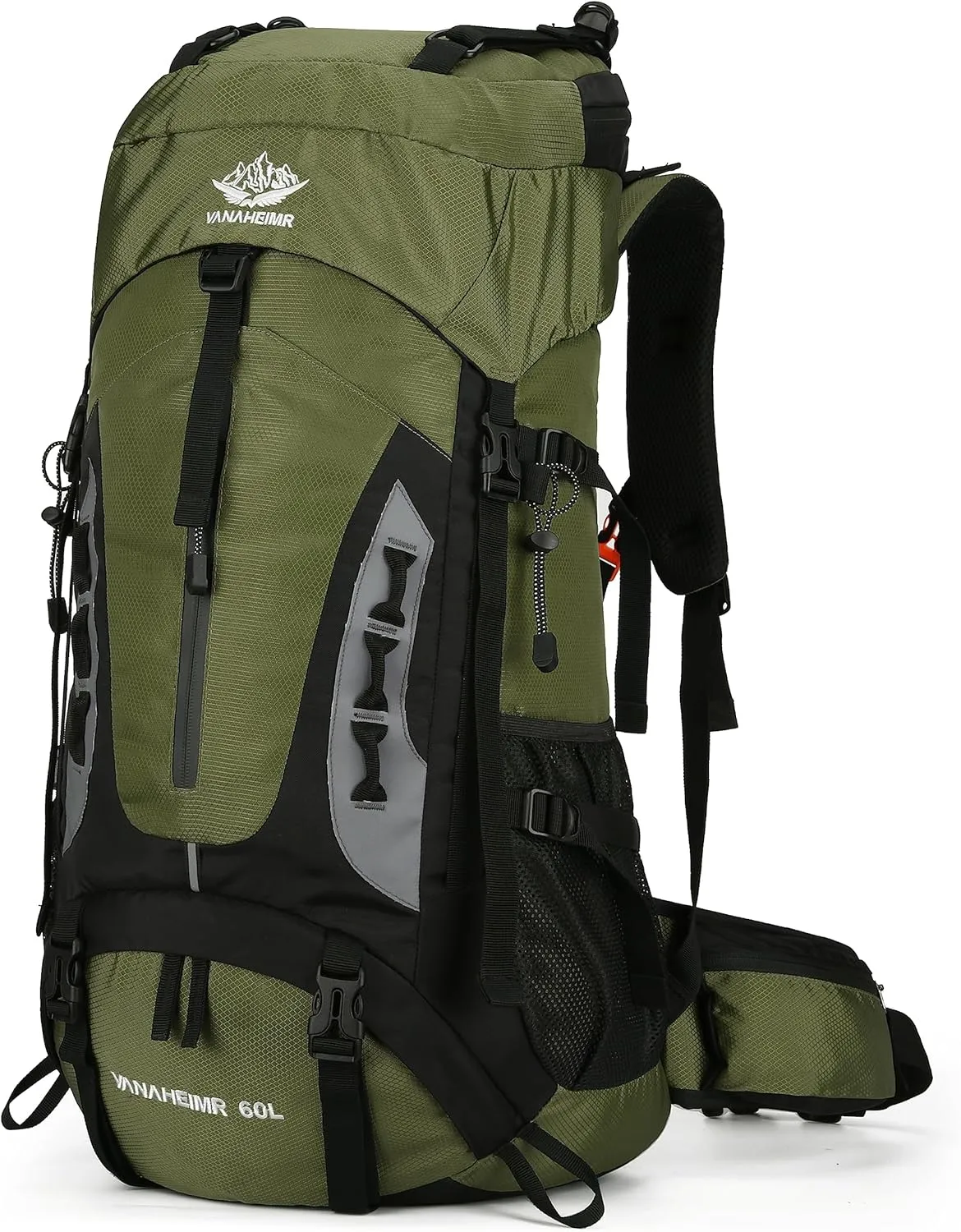 Esup 60L Hiking Backpack Men Camping Backpack with rain cover Lightweight Backpacking Backpack Travel Backpack (Army Green)