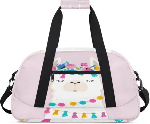 Ethnic Alpaca Gym Duffel Bag for Men Women Cute Pattern Sports Tote Bag with Adjustable Shoulder Strap for Dance Gymnastics Traveling Outdoor Camping Overnight Stay