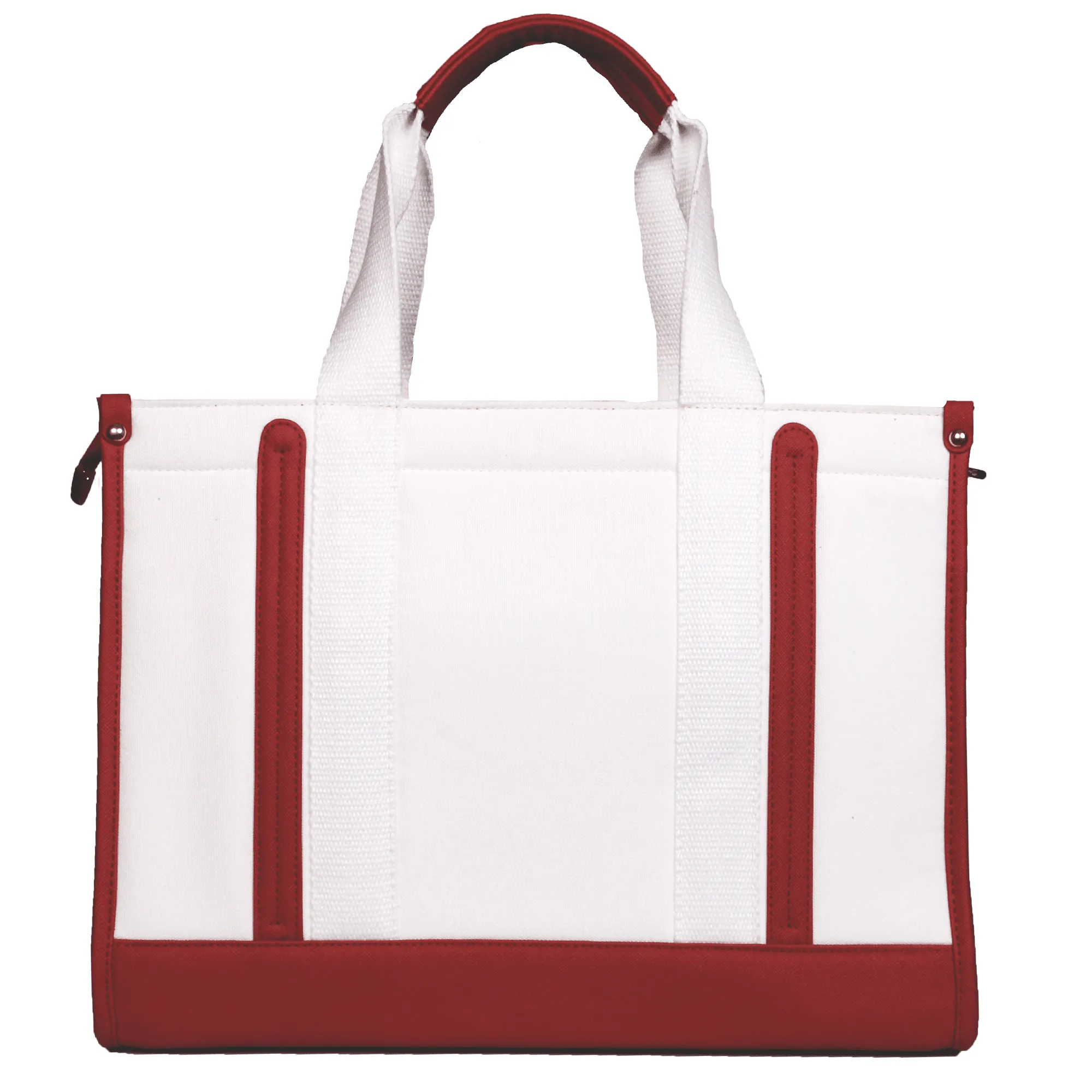 Everyday Women's Canvas Tote Bag for Laptops up to 14 Inches (White-Red)