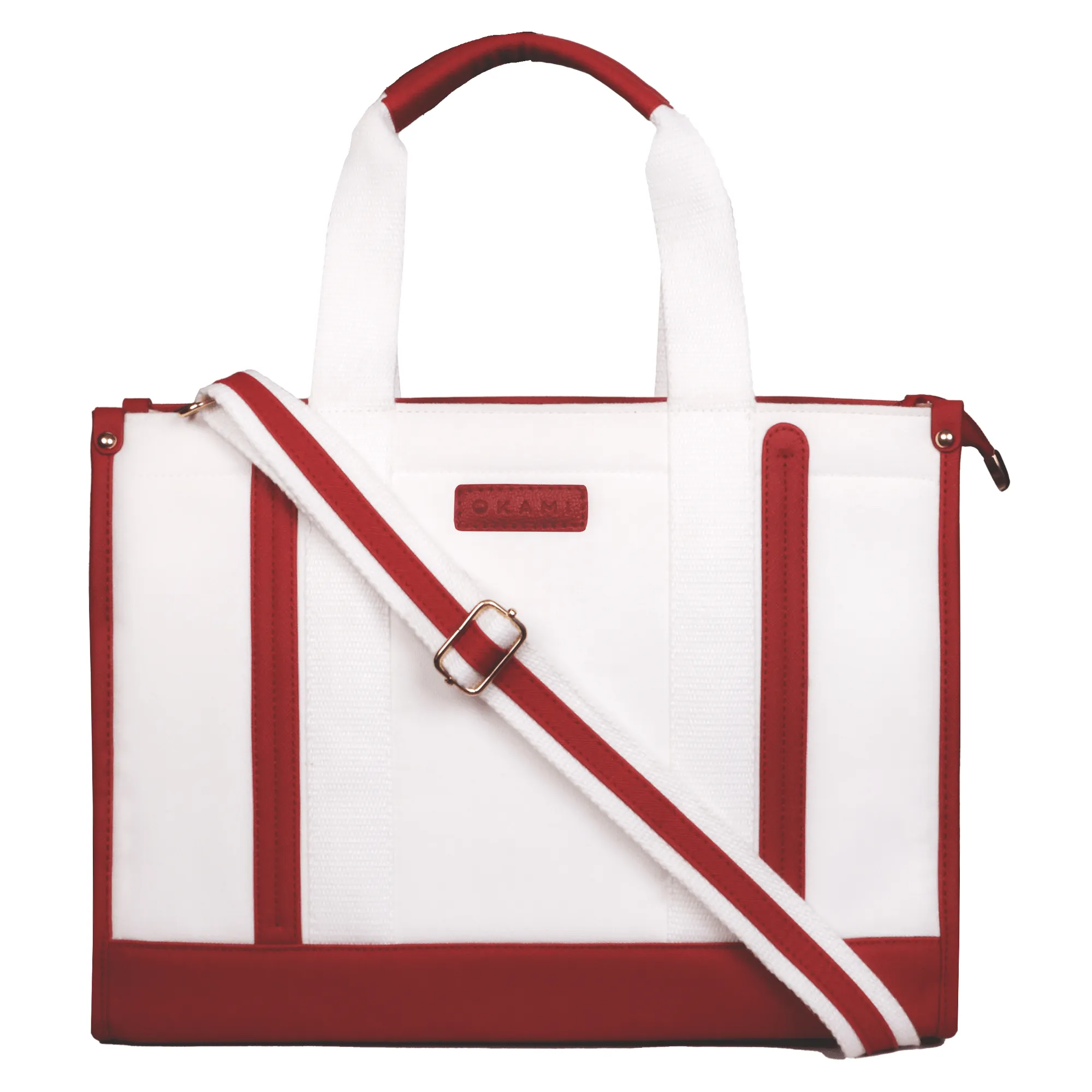 Everyday Women's Canvas Tote Bag for Laptops up to 14 Inches (White-Red)