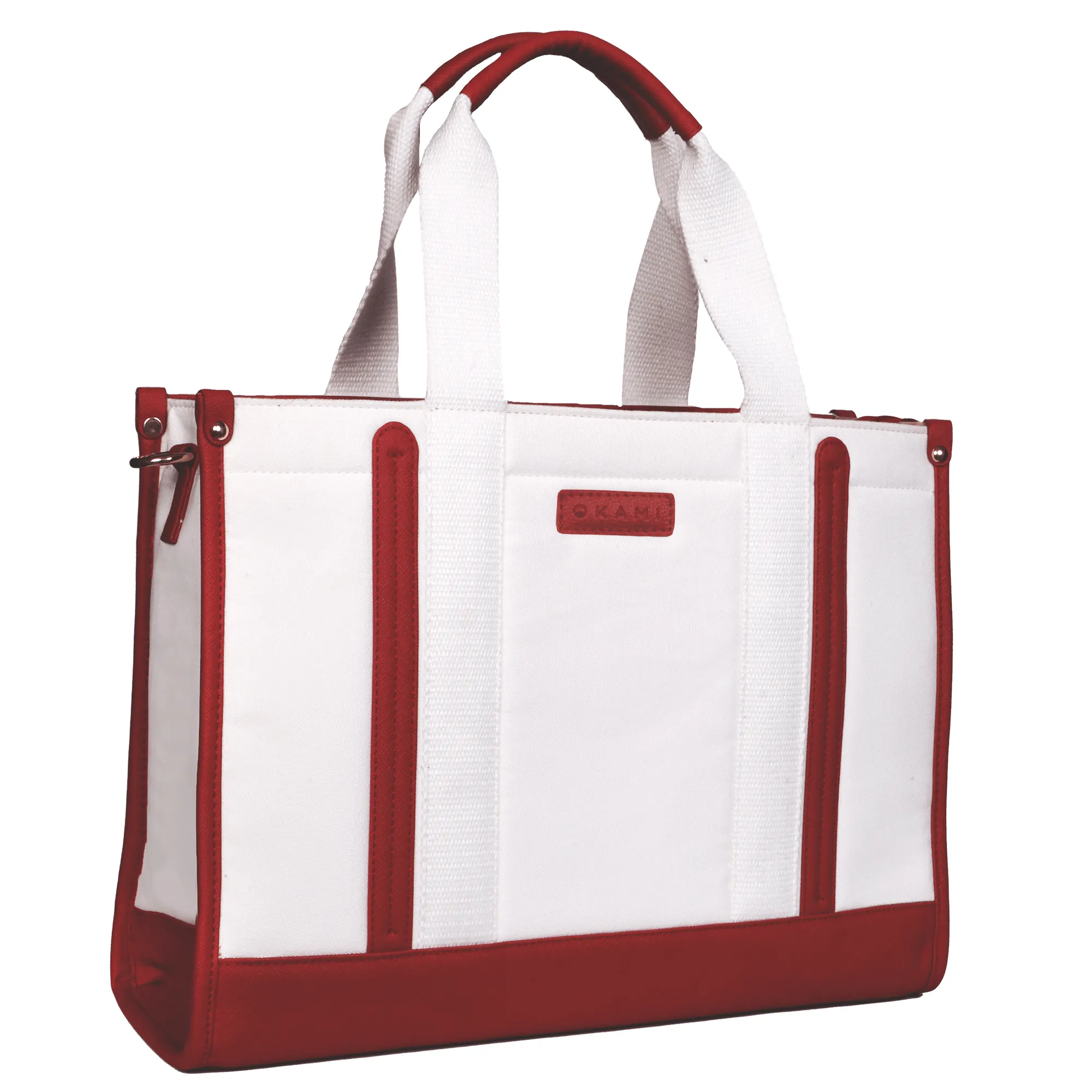Everyday Women's Canvas Tote Bag for Laptops up to 14 Inches (White-Red)