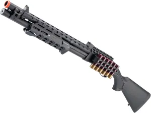 Evike Airsoft - EMG Strike Industries Licensed M870 Gas Powered Pump Action Airsoft Shotgun w/MLOK H-Guard by Golden Eagle (Color: Black)