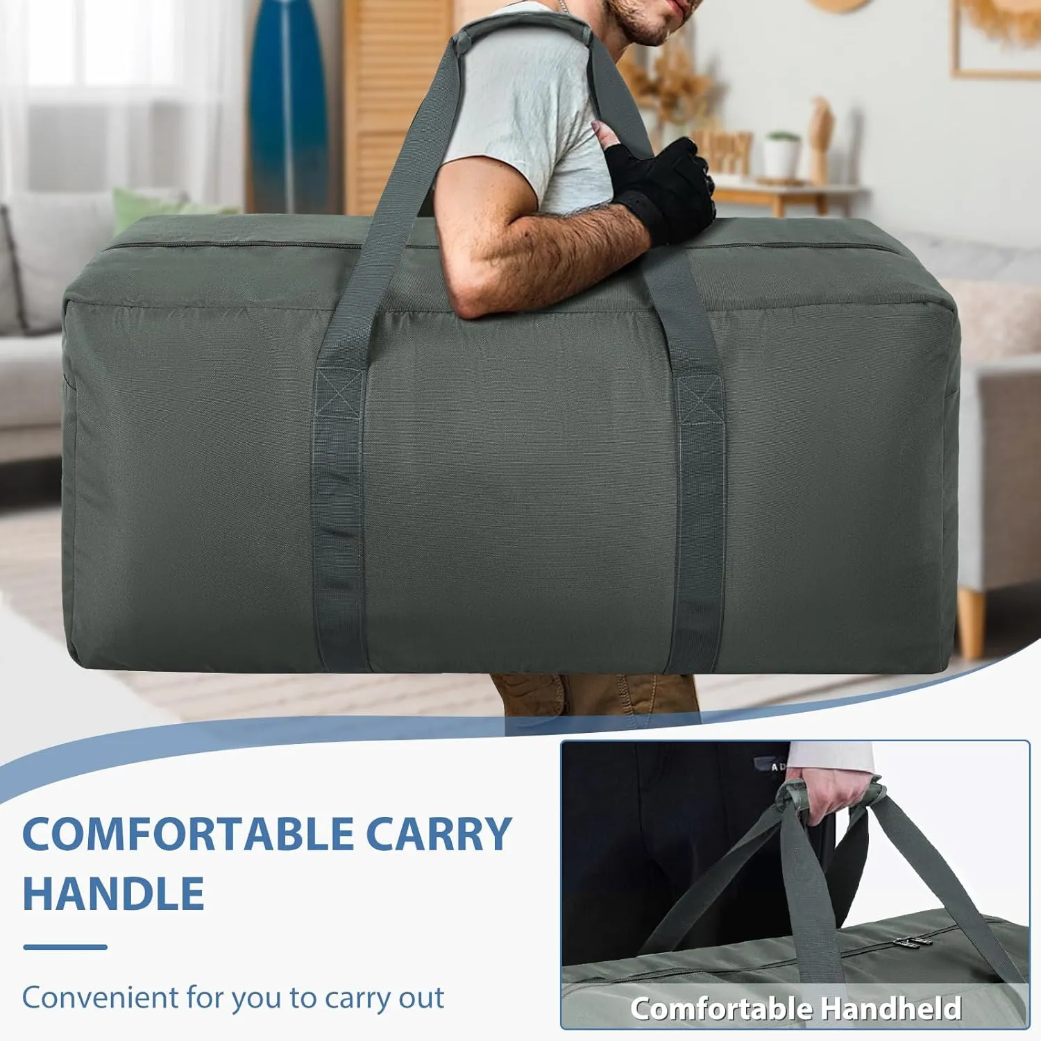 Extra Large Travel Duffle Bag, 160L Gear Bag for Men and Women, Storage Bag Ideal for Overnight Camping and Weekend Getaways, Dark Gray