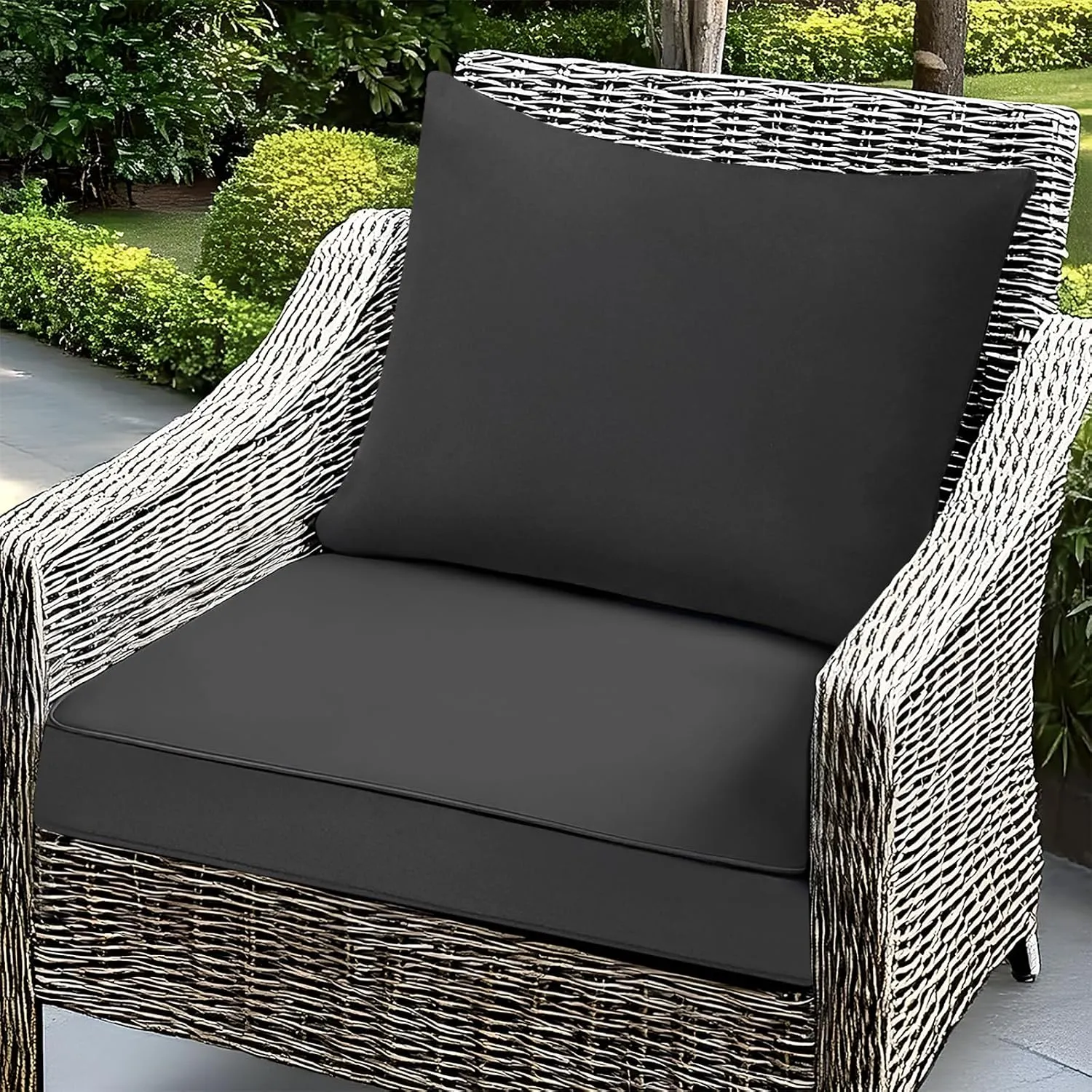 Fabuday Outdoor Chair Cushions Set - 22 x 22 Inch Waterproof & Fade Resistant Patio Furniture with Removable Cover Deep Seat & Back Pillow with Ties Replacement for Sunbrella Outside Sofa Couch Gray