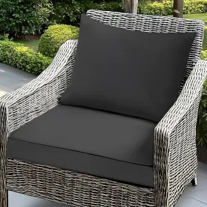Fabuday Outdoor Chair Cushions Set - 22 x 22 Inch Waterproof & Fade Resistant Patio Furniture with Removable Cover Deep Seat & Back Pillow with Ties Replacement for Sunbrella Outside Sofa Couch Gray
